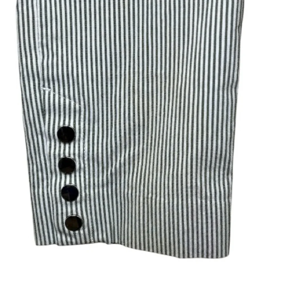 Chico's Perfect Stretch Striped Pants White Green Size 0 - Picture 3 of 6